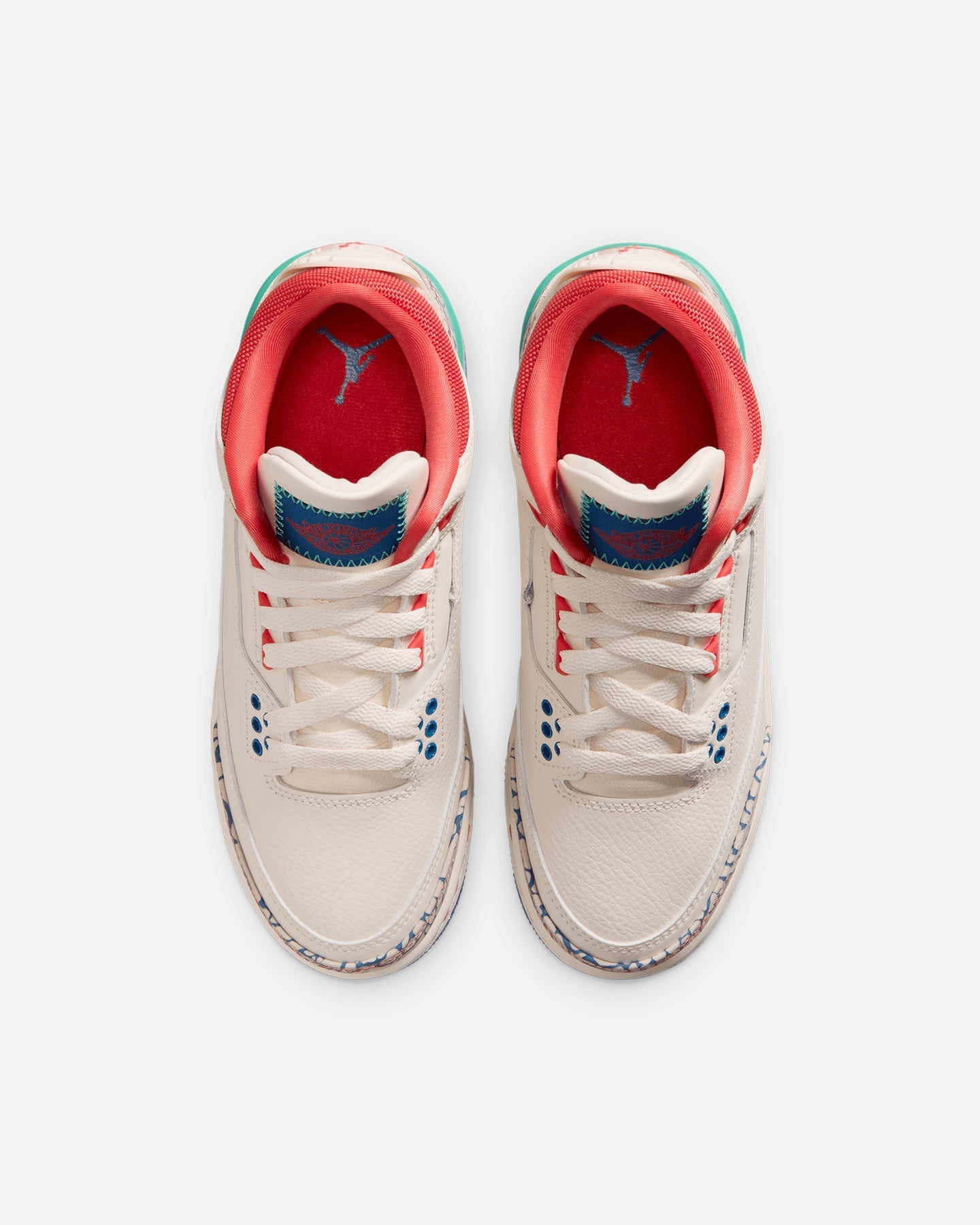 Kids' Mid-Cut Athletic Shoes - Chalk with Blue & Red