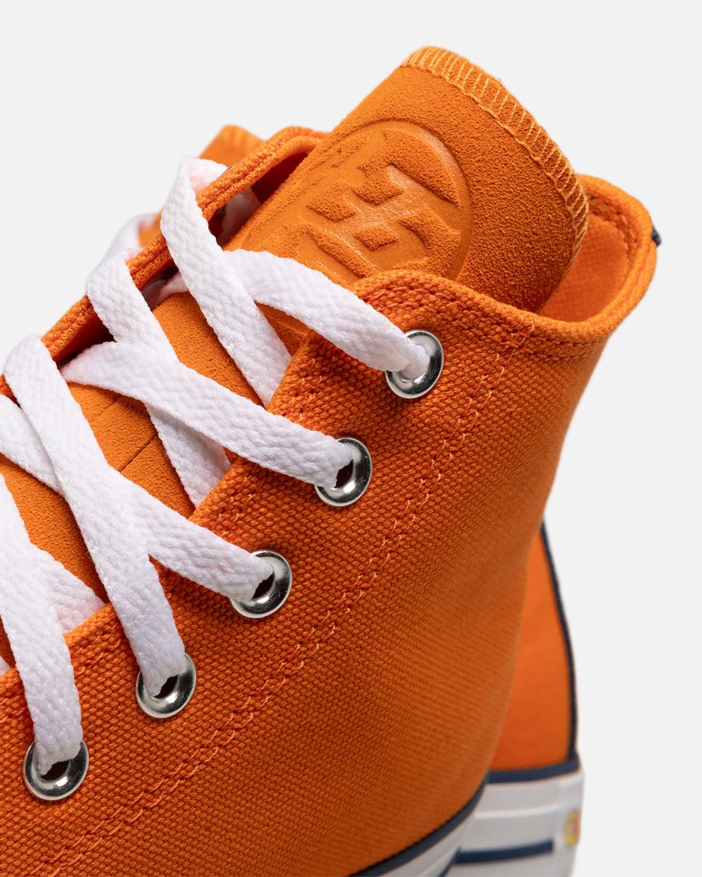 Orange High-Cut Canvas Casual Shoes with Custom Detailing