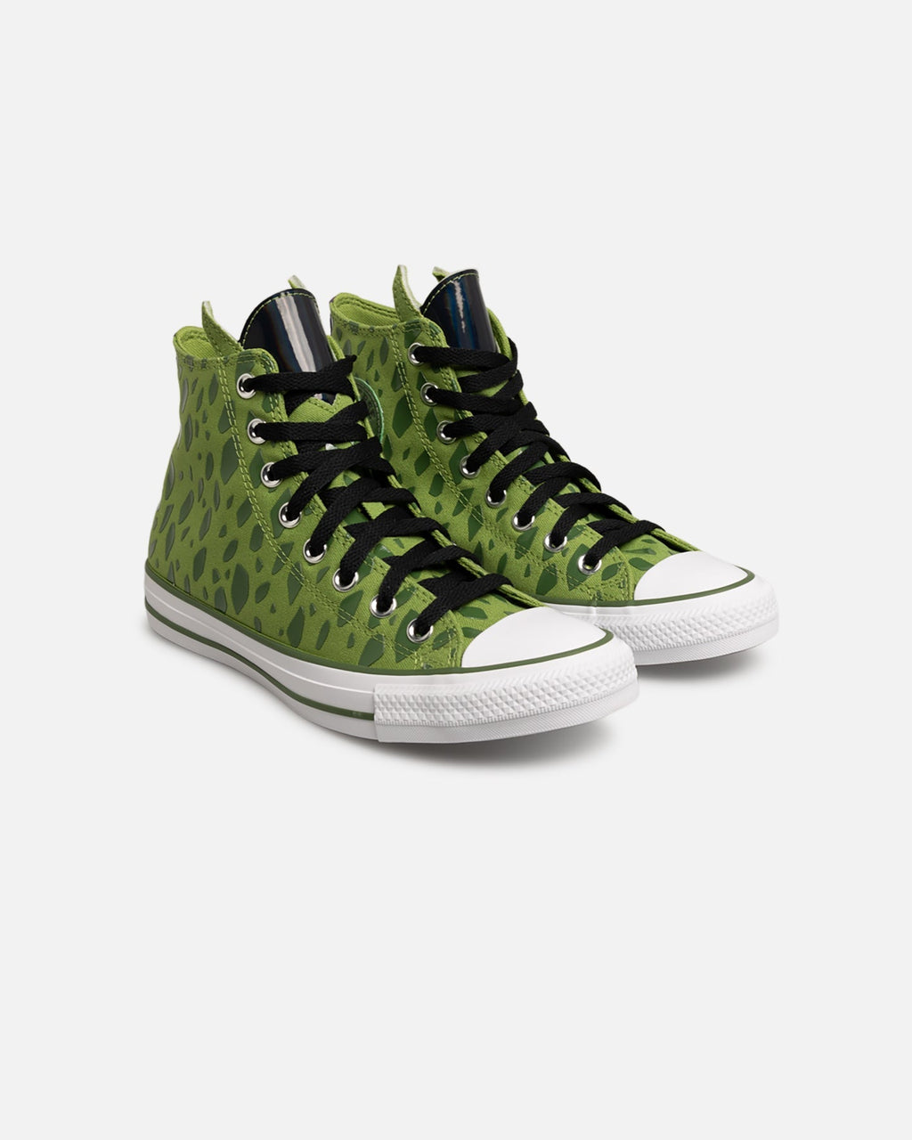 Men's High Top Canvas Sneakers - Green with Unique Pattern
