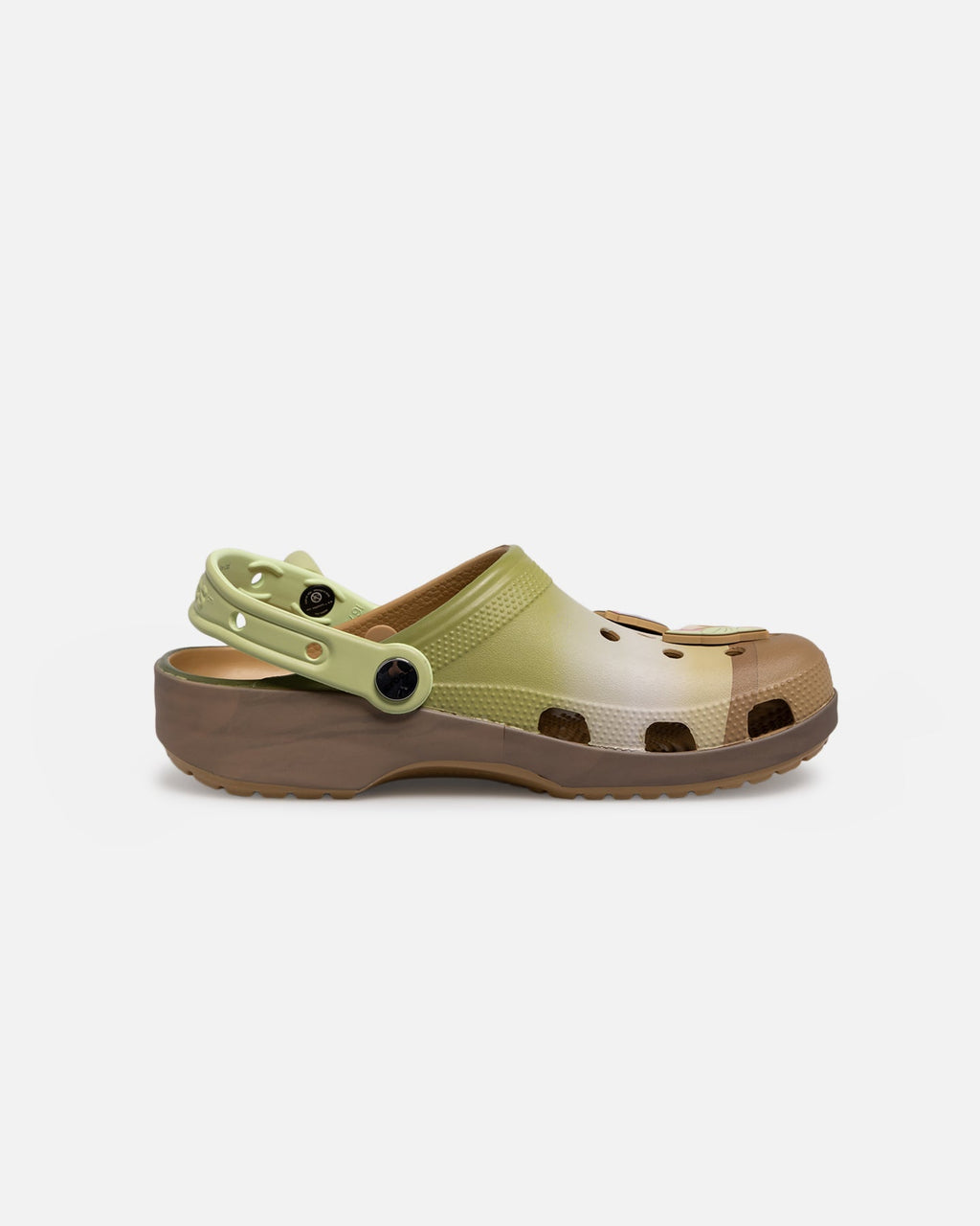 Green Patterned Casual Clogs with Unique Accents