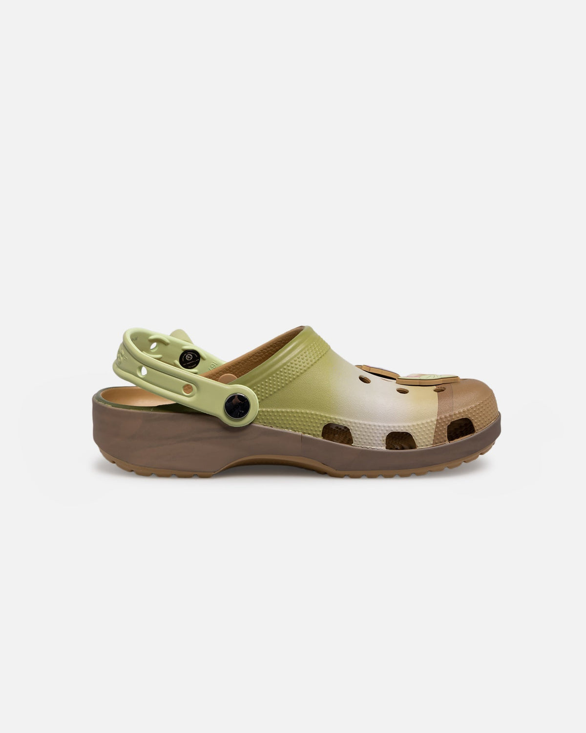 Green Patterned Casual Clogs with Unique Accents