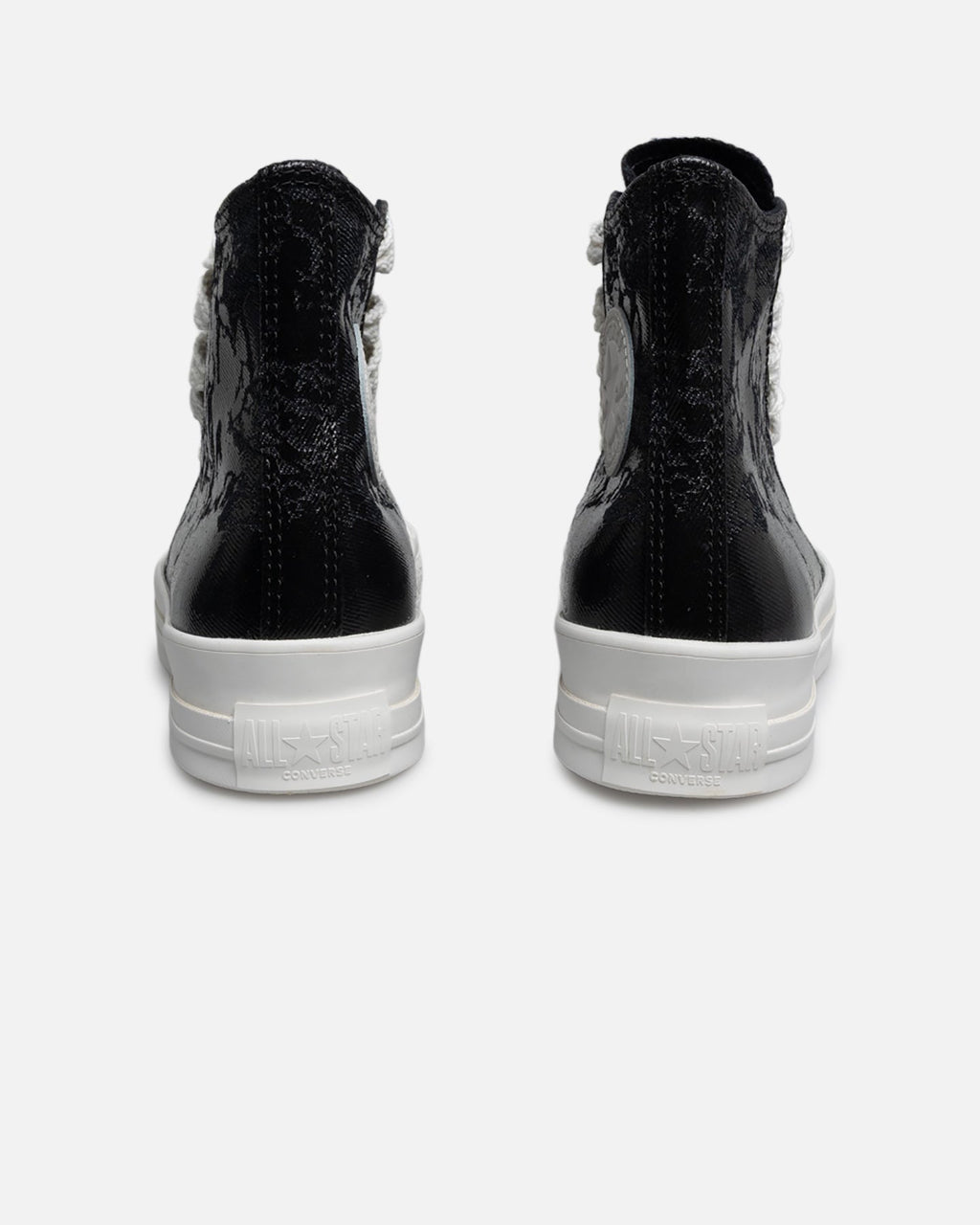 Retro High-Top Denim Sneakers - Black/Vintage White