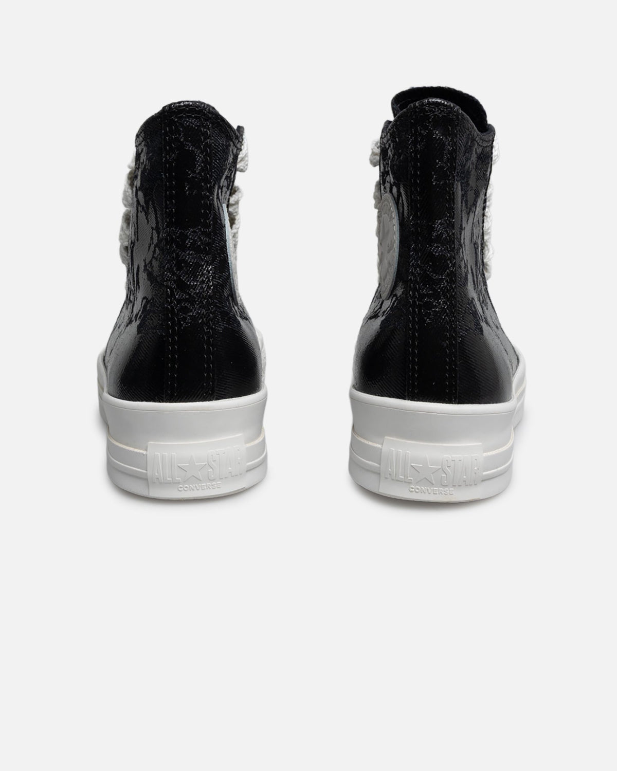 Retro High-Top Denim Sneakers - Black/Vintage White