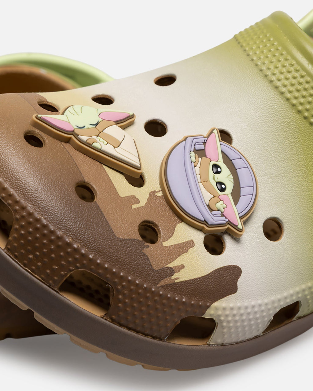 Green Patterned Casual Clogs with Unique Accents