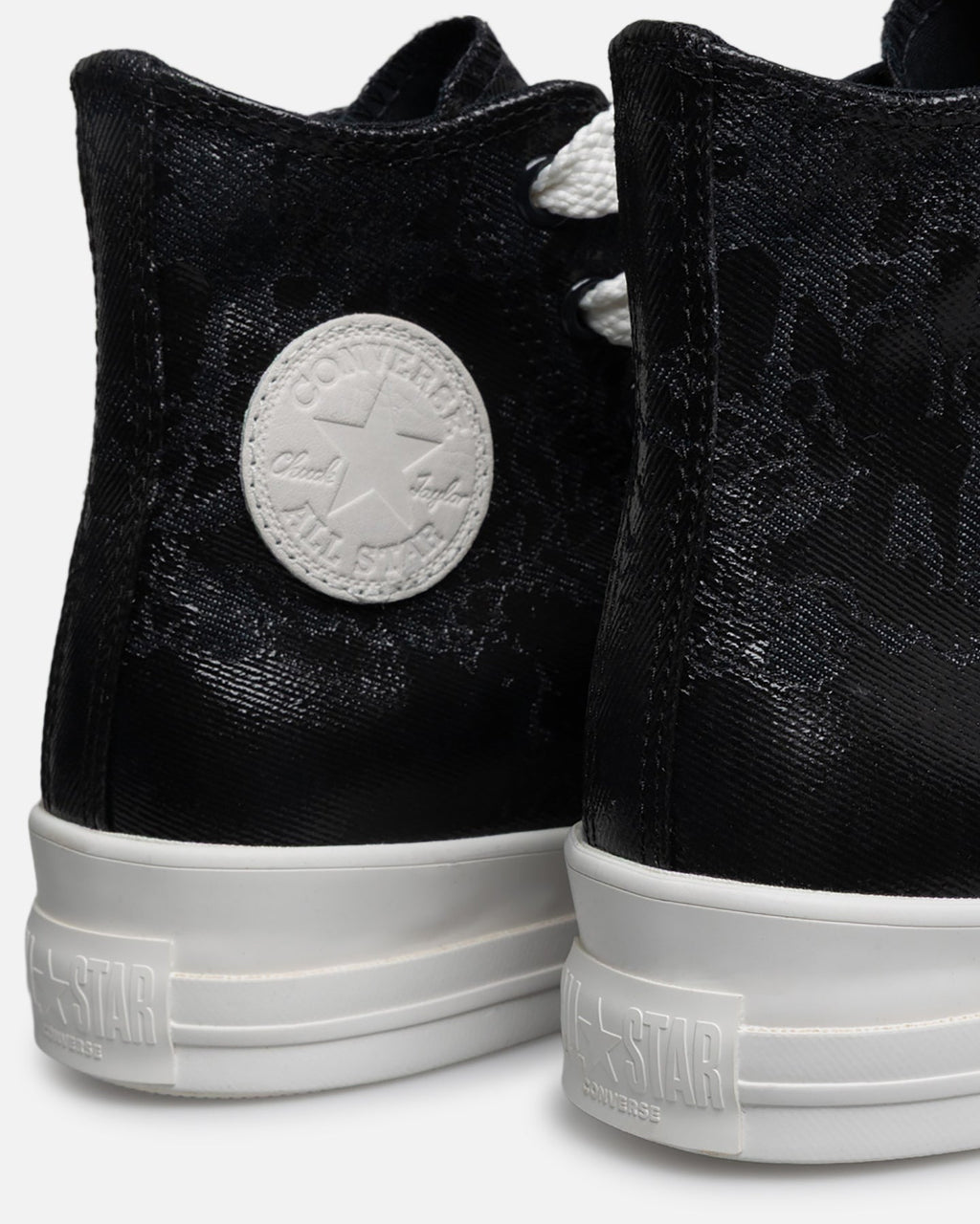 Retro High-Top Denim Sneakers - Black/Vintage White